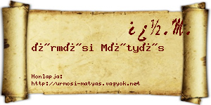 Ürmösi Mátyás névjegykártya