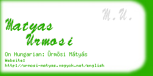 matyas urmosi business card