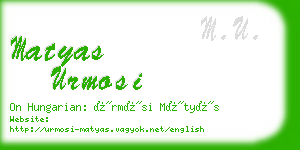 matyas urmosi business card
